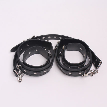 Black Leather Bondage Handcuffs Arm Cuffs Restraints Straps Hand Belt Cuffs Slave BDSM Exotic Sex Toys for Adults Couple Games