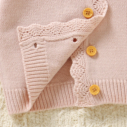 Pink Baby Girl Floral Sweaters Cardigans Spring Autumn Full Sleeve Infant Button Up Jackets Knitted Toddler Winter Outwear Coats