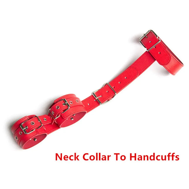 Sex Toys For Women Couples Erotic Handcuffs BDSM Neck to Wrist Bondage Restraints Adjustable Behind Back Cuffs Collar SM Tool