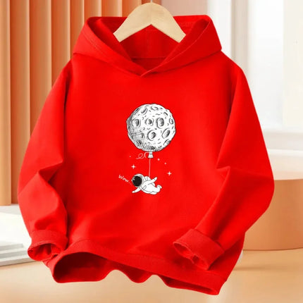 Autumn Astronaut Pattern Print Children Hoodies Kid Fleece Long Sleeves Sweatshirt Comfortable Boy Casual Fashion Sport Pullover