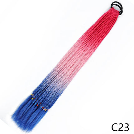 AZQUEEN Synthetic Gradient Color Dirty Braided Ponytail 60CM Elastic Rubber Band Braiding Pony Tail Hair Extensions For Girls