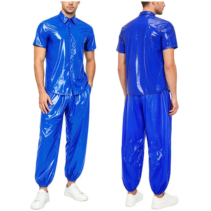 Mens Sauna Tracksuit Set Zipper Hoodie Drawstring Pants Waterproof Long Sleeve Front Zip-up Drawstring Hood Jacket with Pants