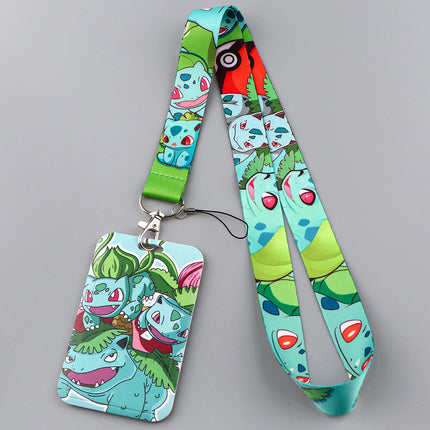 Anime Characters Card Holder Cute Gengar Lanyard Keychain ID Credit Bus Card Cover Hang Rope Lariat Lanyard Key Rings Fans Gifts