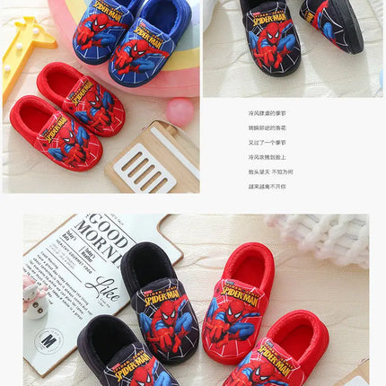 Cartoon Printed Spider-man Cotton Slippers For Children's Shoes Fashion New Style Warmth Autumn Winter Indoor Kids Boys Slippe