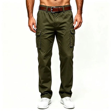 2026 New Large Pocket Loose Overalls Men's Outdoor Sports Jogging Tactical Pants Elastic Waist Pure Cotton Casual Work Pants