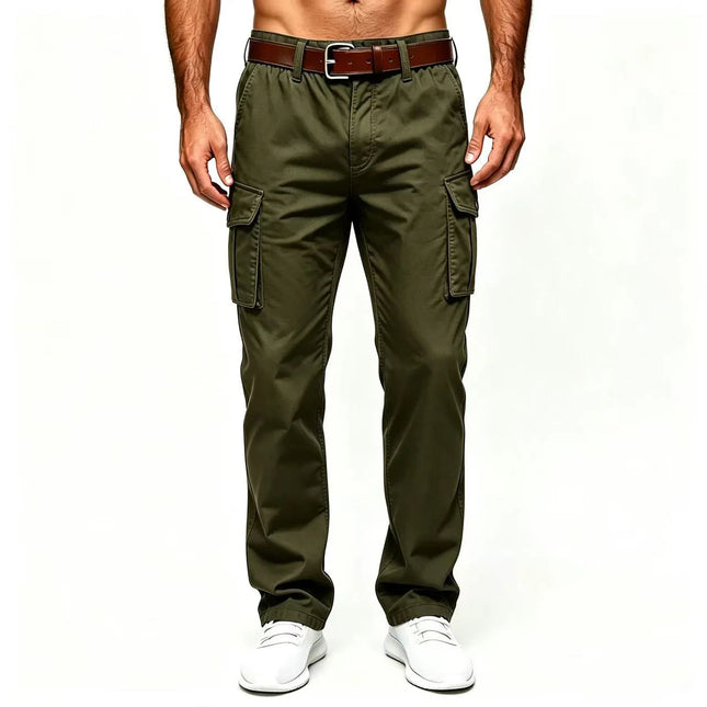 2026 New Large Pocket Loose Overalls Men's Outdoor Sports Jogging Tactical Pants Elastic Waist Pure Cotton Casual Work Pants