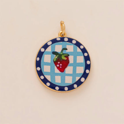 Dopamine pendant necklace, DIY fruit food love pendant, copper material, gold-plated, color preserving