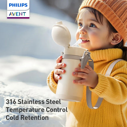 Philips Kids' Insulated Carrier Bottle 500ML thermos cup Portable thermos cup with straps 316 Stainless Steel