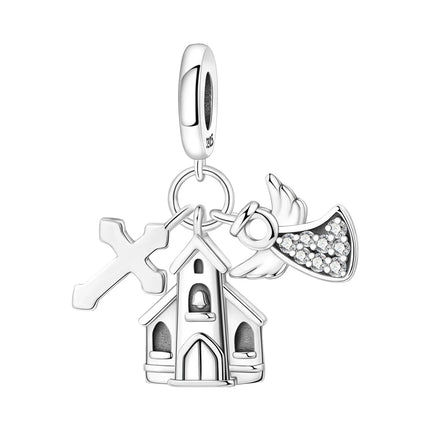 S925 Sterling Silver Charm Bead Angel Prayer Travel Memorial Pendant Fine Birthday Gift Fit Bangle Bracelet Necklace DIY Jewelry