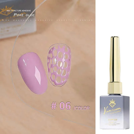 Poke Poke Nail Art Glue Lace Hole Nail Graffiti Letter Painting Art Gel Black White Ocean Wave Texture UV LED Soak Off Varnish