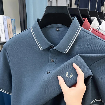 100% Pure Cotton High-End Brand Summer Designer Original Exquisite Embroidered Polo Shirt Men's Comfortable Casual Short Sleeve