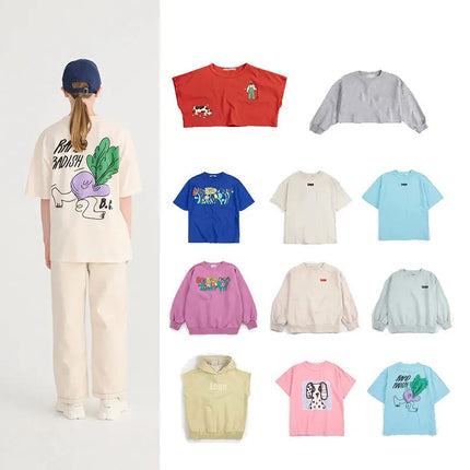 2026BC Kids Sweatshirts T-Shirt Spring Cute Print Cotton Pullover Sweaters Baby Boys Girls Child Casual Outerwear Tops Clothes