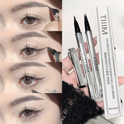 Waterproof Wild Eyebrow Pen 2/4 Separated Head Natural Brow Makeup Quick-Drying Creation of Ultra-Fine Lasting Liquid Eyebrow