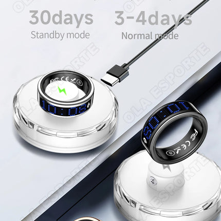 SR16 Smart Ring With Display Heart Rate Blood Oxygen Health Sleep Monitoring Step Counting Remote Photo Capture Bluetooth Ring
