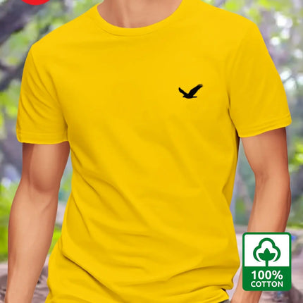 Men's Summer 100% Cotton Eagle Graphic Printed Fashion Sports and Leisure Loose Round Neck Short Sleeve T-shirt Top