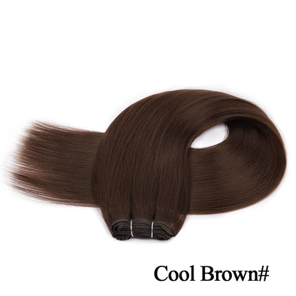 Synthetic Long Straight Hair Bundles Extensions Smooth Ombre Brown Hair Weaving Synthetic Straight Hair Bundles Full to End