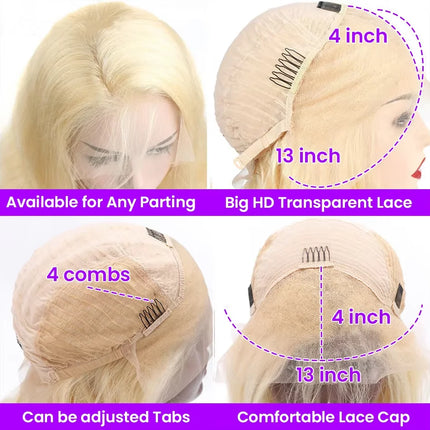 P30/613 Body Wave Highlight Wig Vietnamese Glueless Wigs Human Hair 613 Bone Straight Blonde Wigs 13x6 Hd Lace Frontal Wig