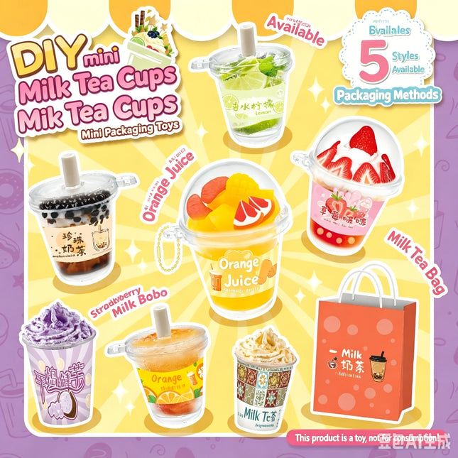 Creative Mini Milk Tea Cup Cream Glue DIY Set Handmade Craft Making Material Kit Pretend Play Role Play Toy for Girls Kids