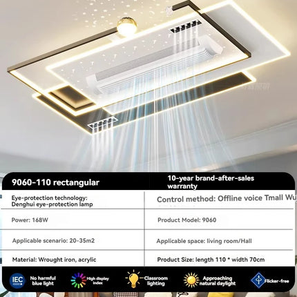 LED bladeless fan light, living room light, modern minimalist smart remote control, master bedroom study ceiling light