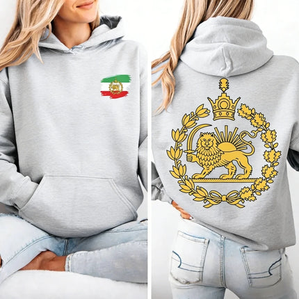 Lion and Sun Iran Hooded Tops Persian Flag Graphic Duplex Printing Clothing Shir-o-Khorshid Emblem Pullover Men Women Hoodies