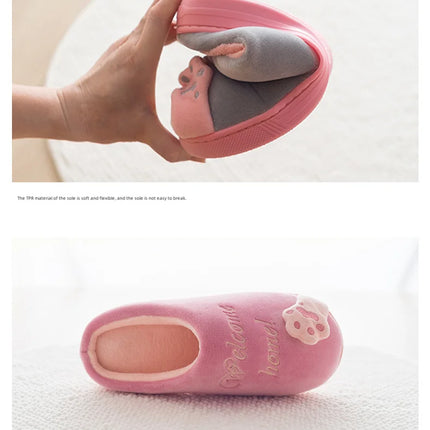 Winterwarm Home Indoor Cotton Slippers For Men Women Parent-child Family Style Cute Cat Design Cross-border Stock Available