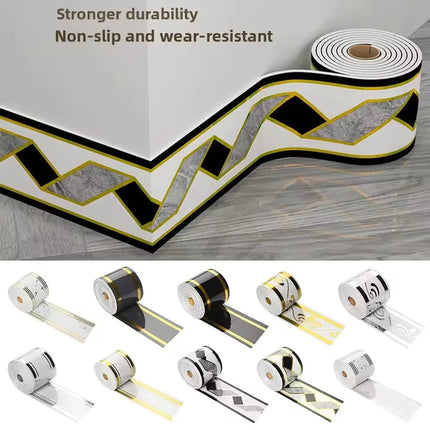 1Roll 10cmx5m Rolled Self-Stick Baseboard Trim-Anti-Collision Wall Waistband Sticker for Living Room Bedroom Home Decor ﻿