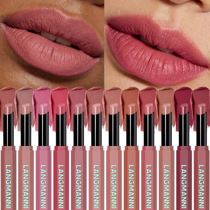 Nude Pink Matte Lipstick 12 Colors Waterproof Long Lasting Lip Sticks Not Fading Sexy Red Velvet Solid Lip Gloss Women Makeup