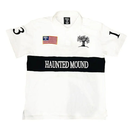 Haunted Mound Embroidered Red Polo Shirt Y2K Tshirt HipHop Retro Pumpkin Head Letter Embroidered Oversized Short Sleeve Top New
