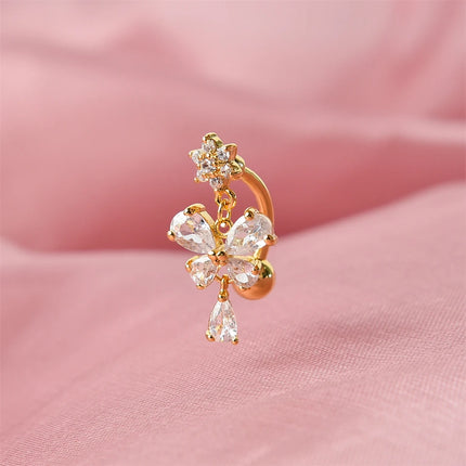 Zircon Butterfly Dangle Reverse Belly Ring 14G F136 Titanium Navel Piercing Barbell Women Sexy Body Jewelry piercings ombelico