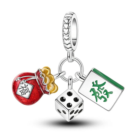 Lucky 925 Sterling Silver Money Tree Lucky Cat God of Wealth Dollar Treasure Charm Fit DIY Bracelet Necklace Good Luck Wish Gift