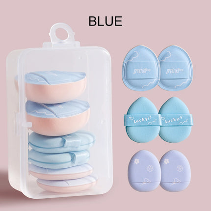 6 mini finger puff set with box, wet and dry concealer air cushion puff, used for makeup of eyes, nose and face.