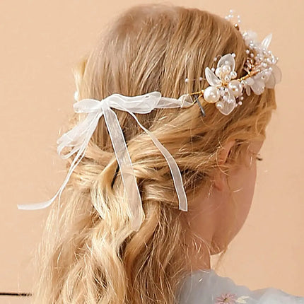 Pearl Flower Wreath Headband Girls Bridal Elegant Crowns Hair Headdress Bride Garland Head Hoop Wedding Headbands Hair Jewelry