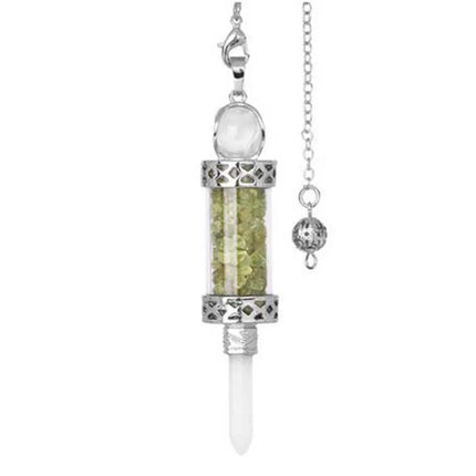 KFT Natural Healing Crystal Pendulum for Divination Dowsing Wishing Bottle Stone Pendant Hexagonal Rock Quartz Pendulum Balanced