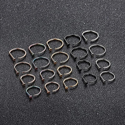 Curved Barbells Fake Nose Piercing D Shaped Tragus Helix Stud Earring Hoop Septum Stainless Steel Ring Nostril Body Jewelry New