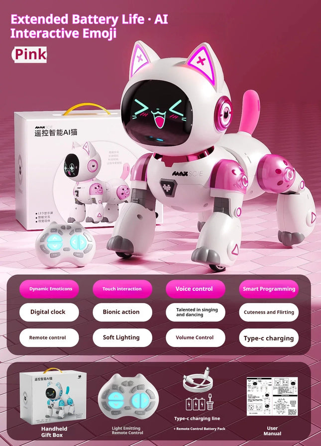 Ai Remote Control Dancing Cat Robot Expression Interactive Intelligent Pet Toy Suitable For Girls Aged 3 To 6 As Birthday Gifts