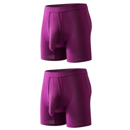 2PCS Mens Long Legs Underwear Separate Ball Pouch Breathable Comfort Sport Seamless Boxer Trunks Shorts Calzoncillo Hombre