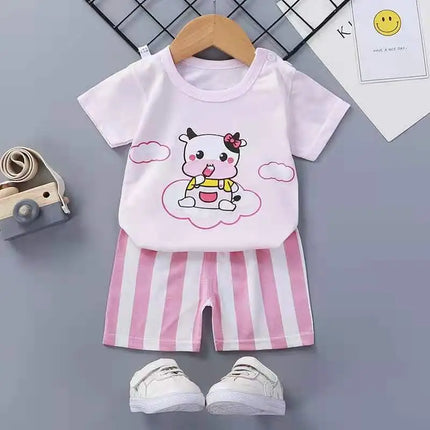 Boutique Clothing New Children's Short-sleeved Shorts Suit Summer Baby Boys Girls T-shirt Two-piece Set 0-1-2-3-4 Years Old