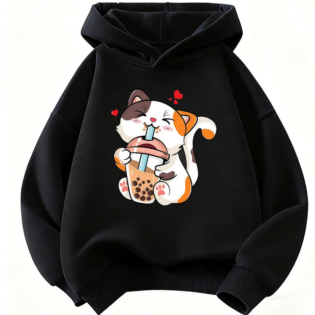 Fashion Happy Dog Drinking Juice Children's Hoodie Sweatshirt Cute Hoody for Boys Girls Casual Hoodies