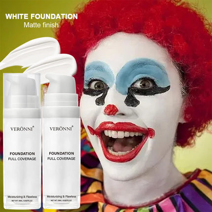 White Liquid Foundation Blending Pure-15ml Silky Creamy Matte Long-Wearing Transfer-Resistant for Stage Cosplay Halloween Makeup