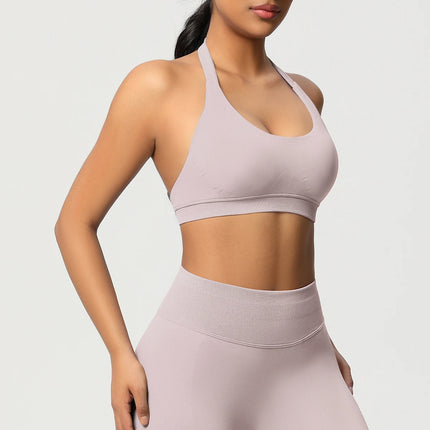 Women Sports Bra Seamless Halter Clothes Push-up Vest Brassiere Gym Top Backless Fitness Yoga Workout Running Underwear