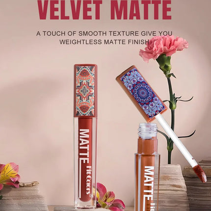 6Colors Waterproof Liquid Lipstick Matte Velvet Clay Texture Lip Gloss Bohemian Style Earth Brown Lasting Non Stick Cup Makeup