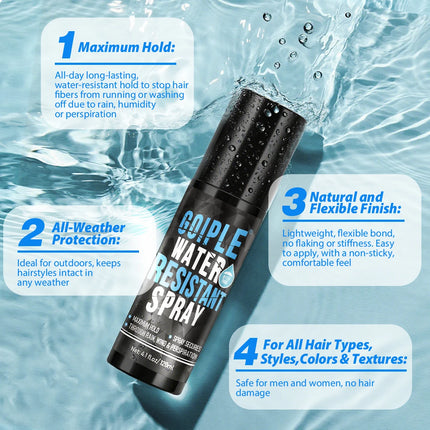 Maximum Hold Hair Fiber Waterproof Spray Hair Building Fibers Perfect for All-Day Wear Fiberhold Spray for Fine or Thinning Hair