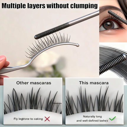 Thick and Fine Steel Tube Mascara Base Cream, Waterproof and Curling, Natural and Non-diffusing, Long-lasting Styling Mascara