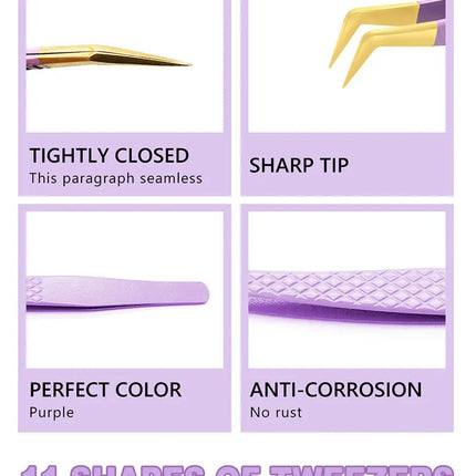 AILEISHI Eyelashes Tweezers Stainless Steel Superhard Tweezers High Precision Anti-static Tweezers For Eyelash Extensions Tools