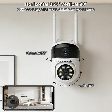 Indoor Camera Wifi Tuya Smart Life 6MP Dual Lens HD Dual Screen AI Auto Tracking PTZ Security Wireless Video Surveillance Camera