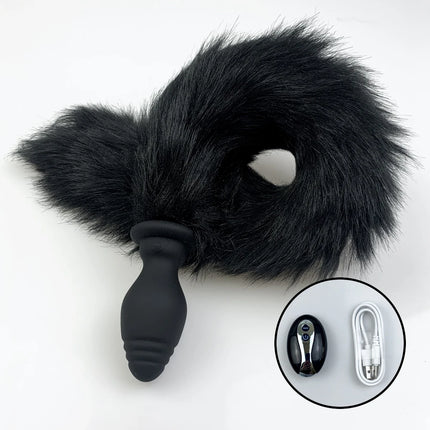 1pcs, Vibrating silicone tail anal plug, Role-playing animal games, Vibrators, Anal extension exercises, butt plug, adult pleasu