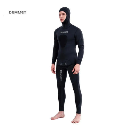 HOT 3mm Camouflage Wetsuit Long Sleeve Fission Neoprene Submersible For Men Keep Warm Top and Pants Two-piece Hooded Diving Suit