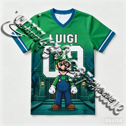 Bandai 2026 Animation Movie Donkey Kong Mario Full Character Rugby Shirt Summer Oversized T-Shirt Family Matching Sports Wear