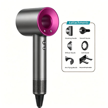 High-Speed Negative Ions Hair Dryer, Upgraded Model, Quiet, High Airflow, Constant Temp, Lightweight, Multi Nozzles in Gift Box