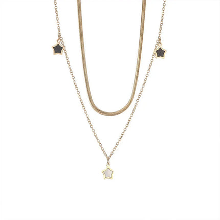 DIEYURO 316L Stainless Steel Multilayer Chain Star Charm Necklace Bracelet For Women New Trend Jewelry Set Girls Party Gifts